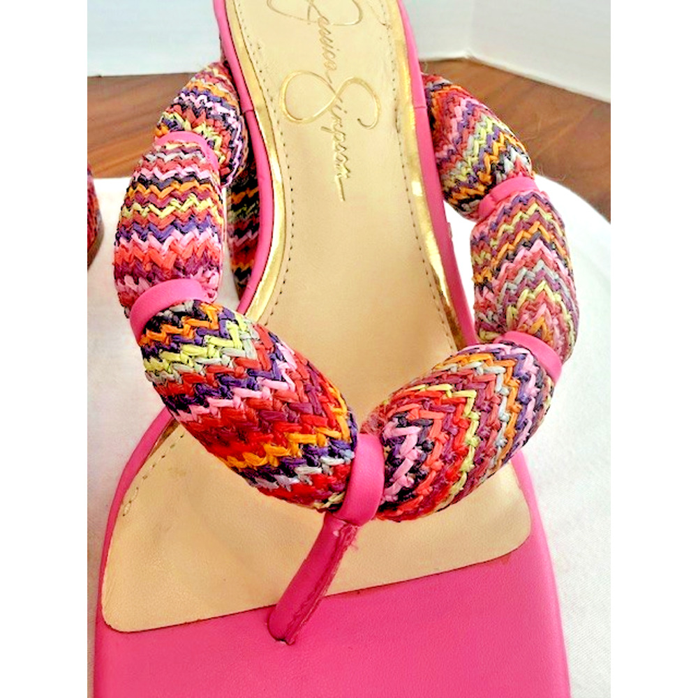 Jessica Simpson Womens Olimpio Block Heel Thong Sandal Blush Pink Multi SZ 7 - Picture 5 of 16